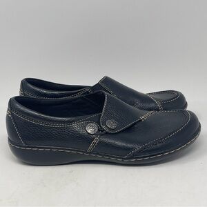 Clarks Ashland Lane Shoes Womens 9 Black Leather Slip On Comfort Casual Office